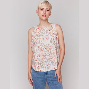 Isabel Printed Sleeveless Top With Rounded Hem - Lady of the Lake