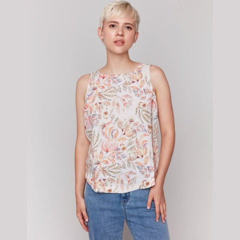 Isabel Printed Sleeveless Top With Rounded Hem - Lady of the Lake