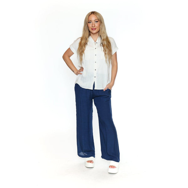 Jade Short Sleeved Button Up Top - Lady of the Lake