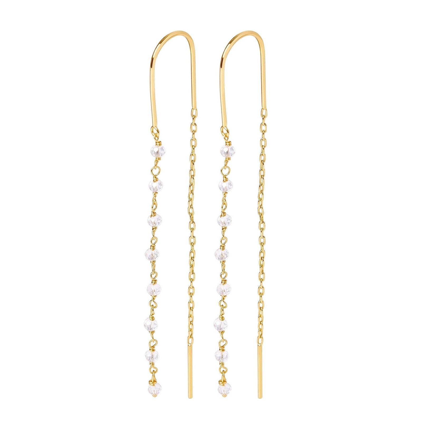 Jane Crystal Drop Threader Earrings - Lady of the Lake