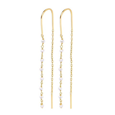 Jane Crystal Drop Threader Earrings - Lady of the Lake