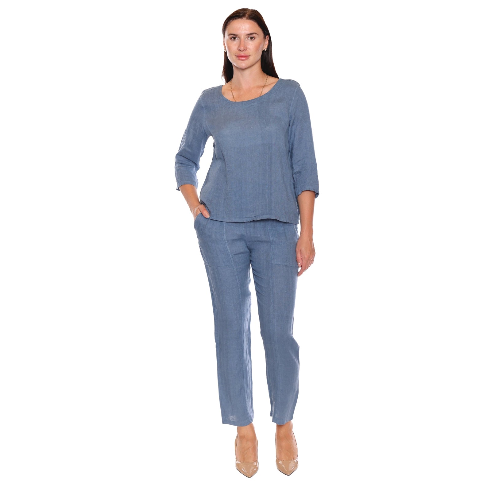 Jane Linen 3/4 Sleeve Top - Lady of the Lake