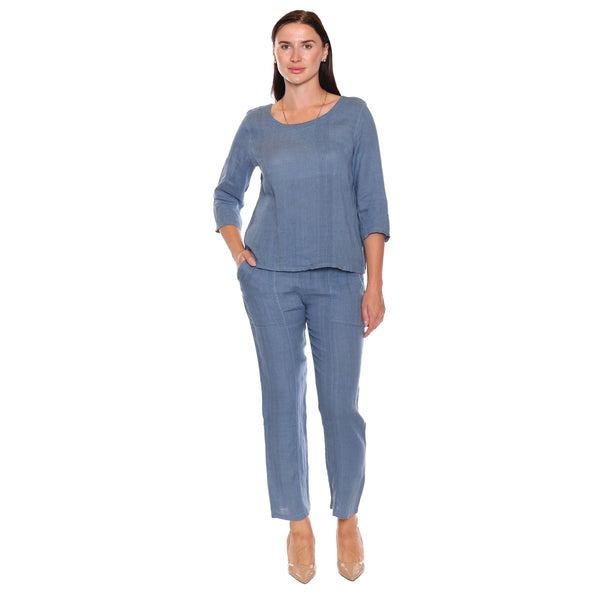Jane Linen 3/4 Sleeve Top - Lady of the Lake