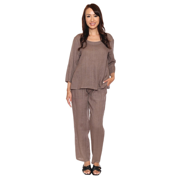 Jane Linen 3/4 Sleeve Top - Lady of the Lake