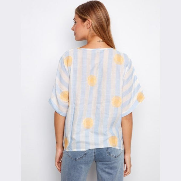 Jocelyn Printed Viscose Blouse With Side Tie - Lady of the Lake