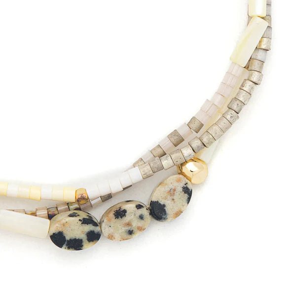 Joy | Dalmatian Jasper & Gold - Mixed Media Bracelet - Lady of the Lake