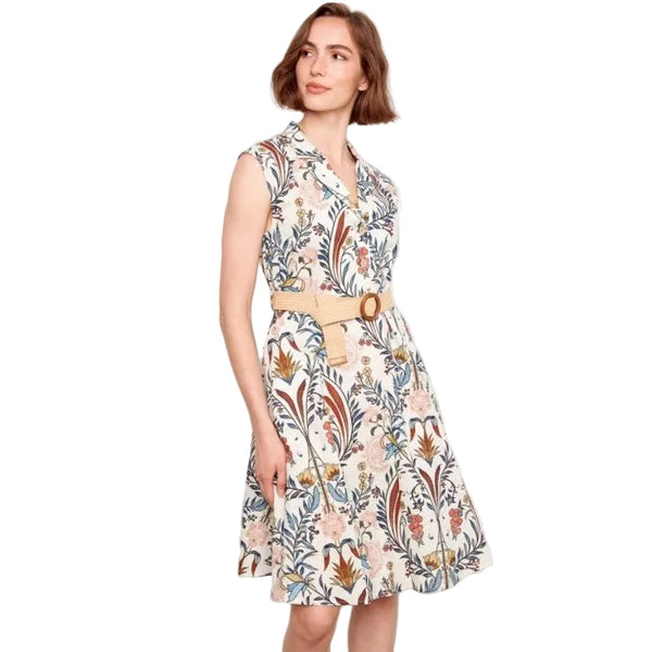 Kamila Printed Dress With Straw Belt - Lady of the Lake