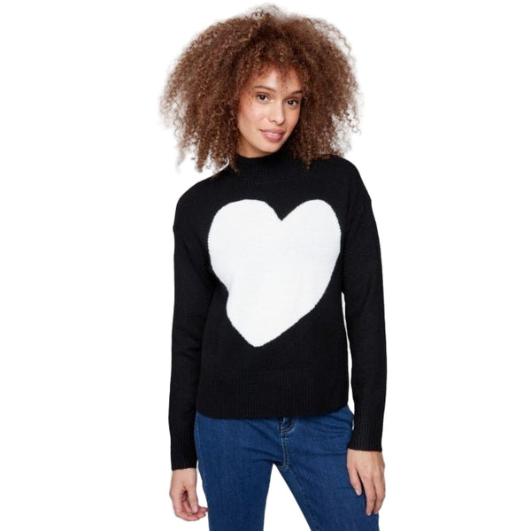 Karina Heart Mock Neck Drop Shoulder Sweater - Lady of the Lake