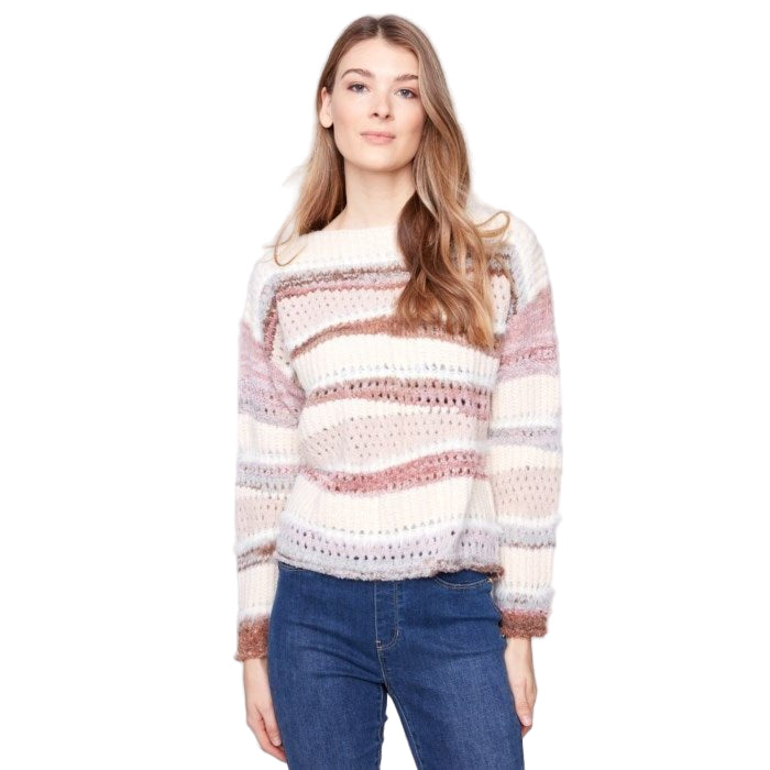 Kayla Patchwork Knit Drop Shoulder Sweater - Lady of the Lake