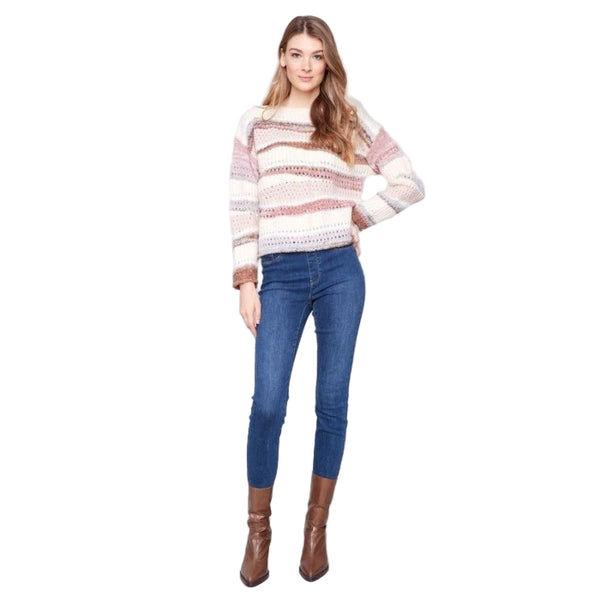Kayla Patchwork Knit Drop Shoulder Sweater - Lady of the Lake