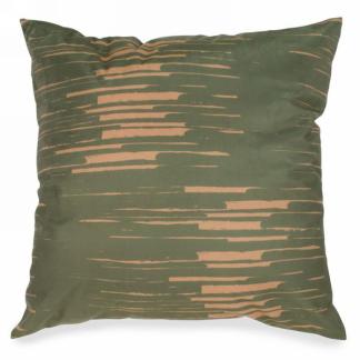 Khaki Green Cushion With Ocher Motif