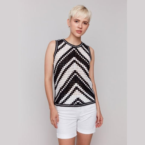 Kiara Sleeveless Crochet Crew Neck Top - Lady of the Lake