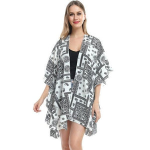 Kimono - Black & White Multi Pattern - Lady of the Lake