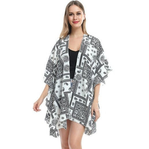 Kimono - Black & White Multi Pattern - Lady of the Lake