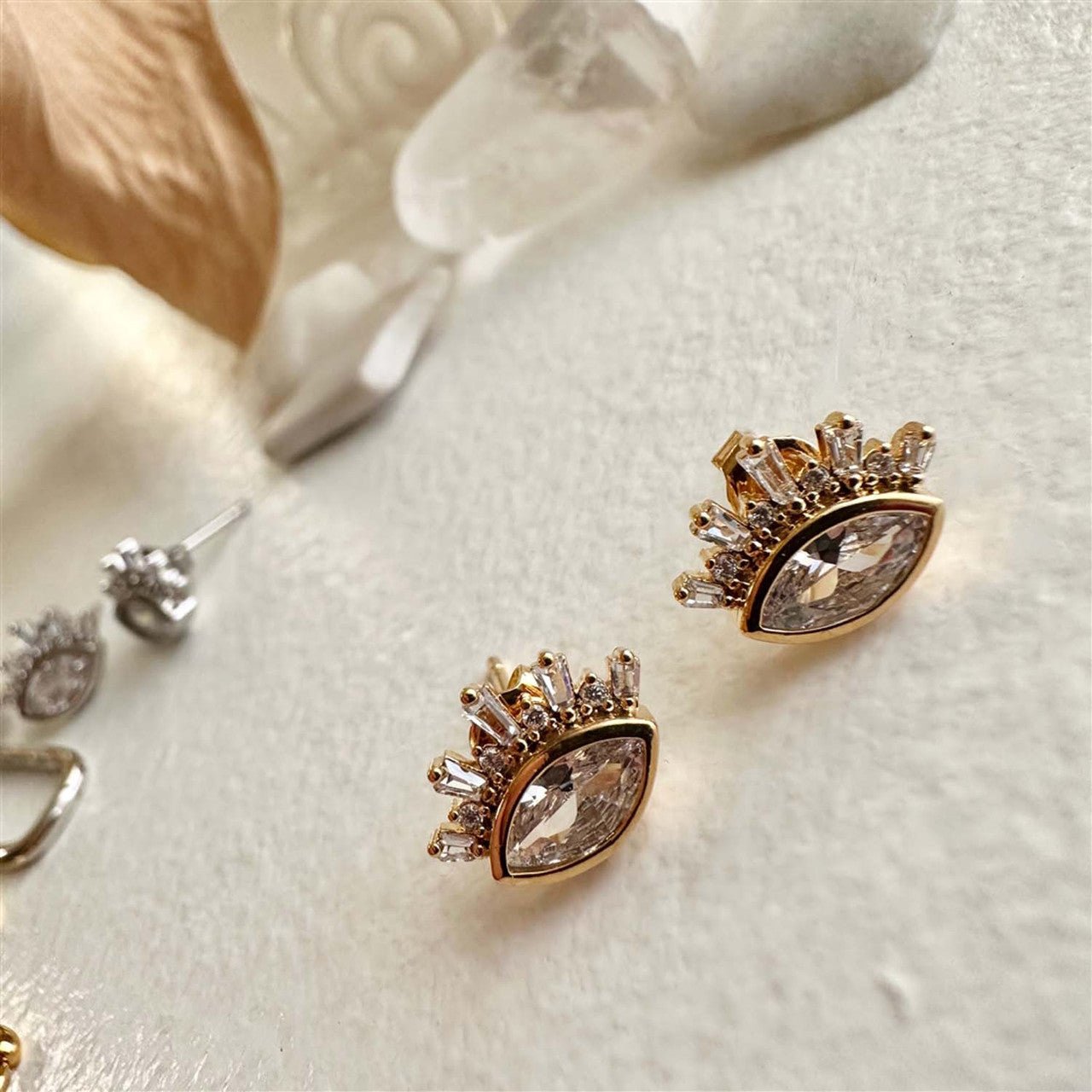 Knyosis Eye Stud Earrings With Baguettes - Lady of the Lake