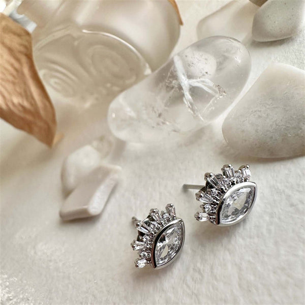 Knyosis Eye Stud Earrings With Baguettes - Lady of the Lake