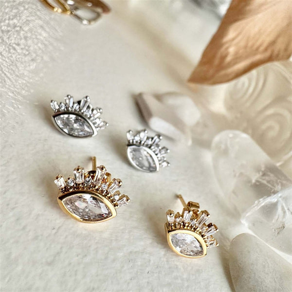 Knyosis Eye Stud Earrings With Baguettes - Lady of the Lake