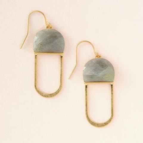 Labradorite & Gold - Modern Stone Chandelier Earring - Lady of the Lake