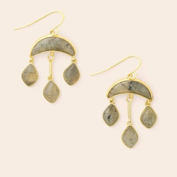 Labradorite - Stone Crescent Drop Earring - Lady of the Lake