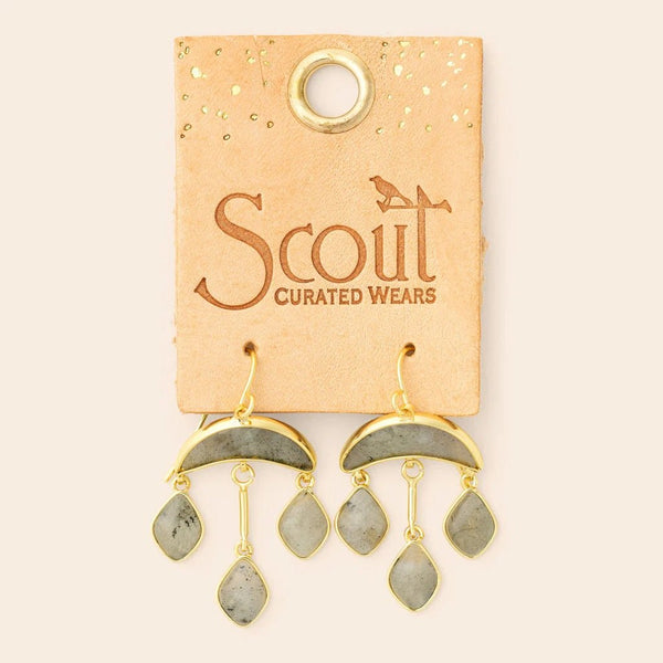 Labradorite - Stone Crescent Drop Earring - Lady of the Lake