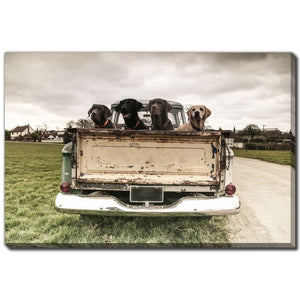 Labradors In A Vintage Truck - Printed Canvas