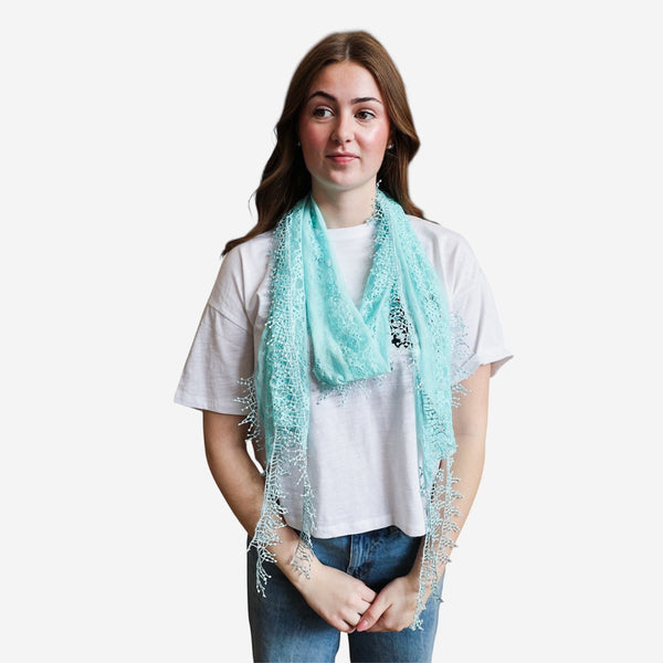 Lacy Triangle Scarf With Drops - Lady of the Lake