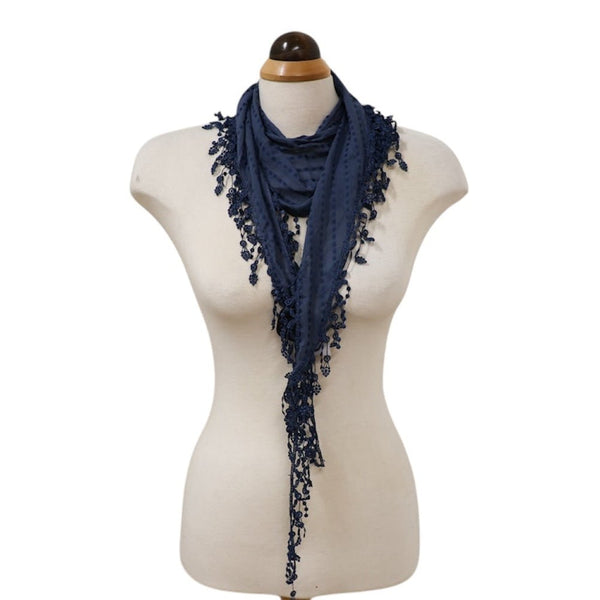 Lacy Triangle Scarf With Lace Drops