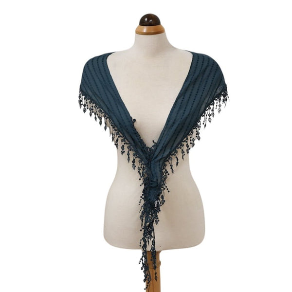 Lacy Triangle Scarf With Lace Drops