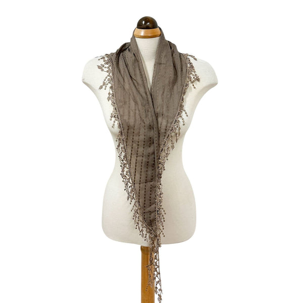 Lacy Triangle Scarf With Lace Drops
