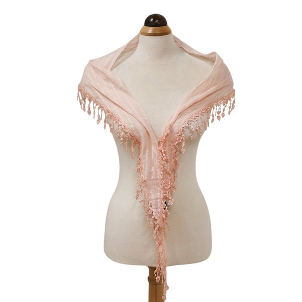 Lacy Triangle Scarf With Lace Drops
