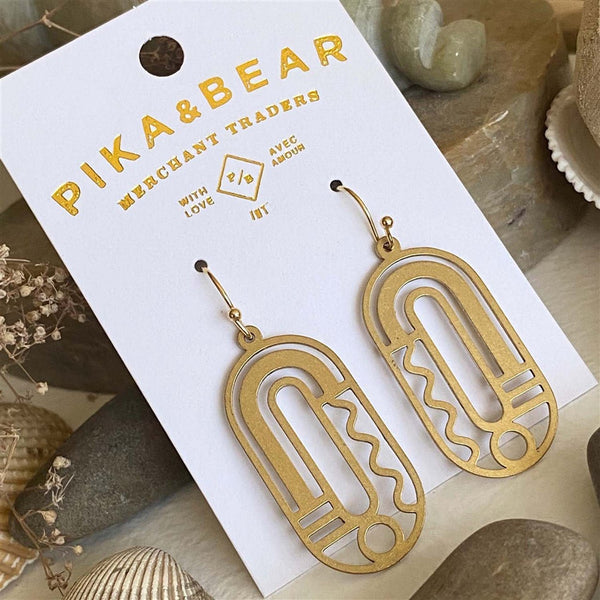 Lam Raw Brass Art Deco Drop Earrings - Lady of the Lake