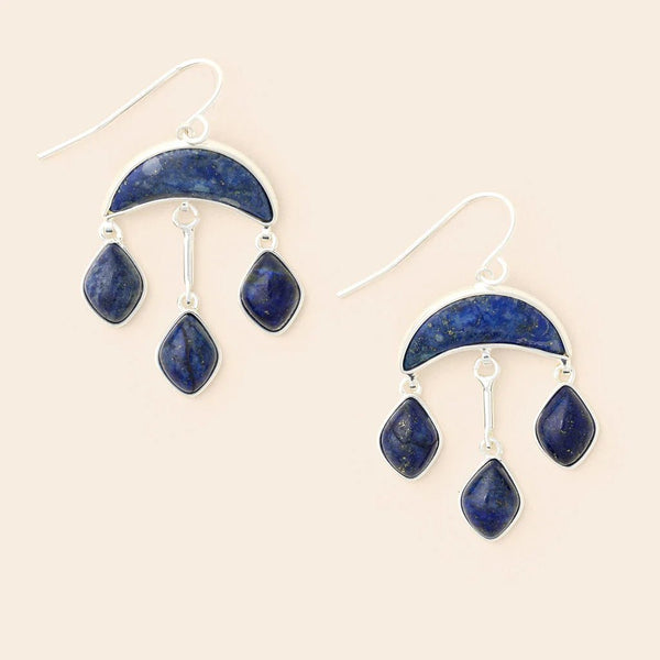 Lapis - Stone Crescent Drop Earring - Lady of the Lake
