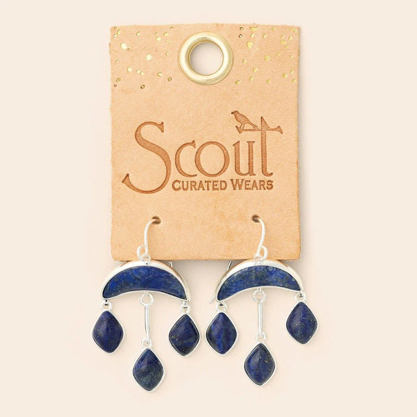 Lapis - Stone Crescent Drop Earring - Lady of the Lake