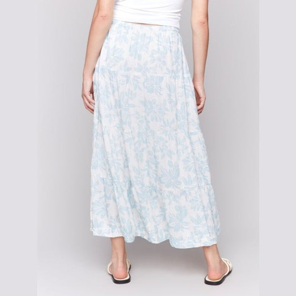 Laura Linen Blend Printed Tiered Skirt - Lady of the Lake