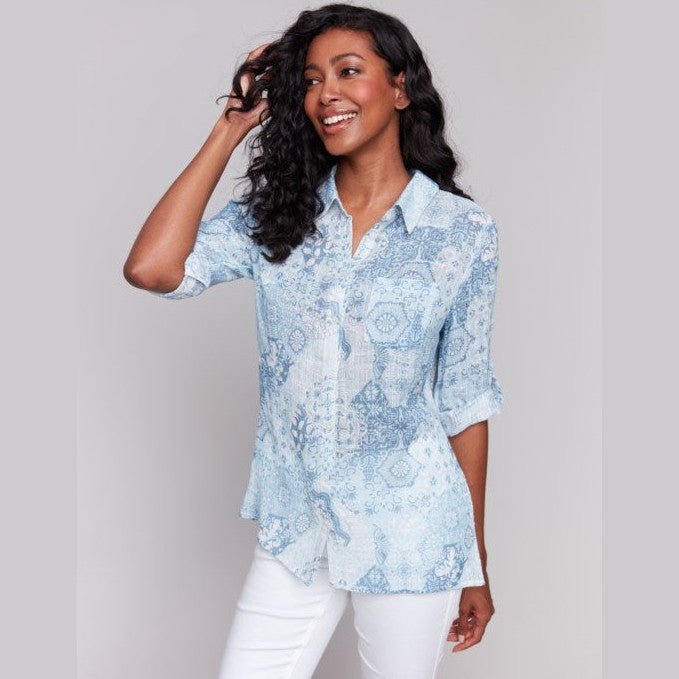 Layla Printed Cotton Gauze Shirt - Lady of the Lake