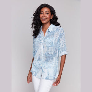 Layla Printed Cotton Gauze Shirt - Lady of the Lake