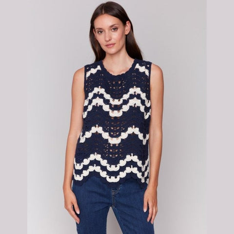 Layla Sleeveless Crochet Crew Neck Top - Lady of the Lake
