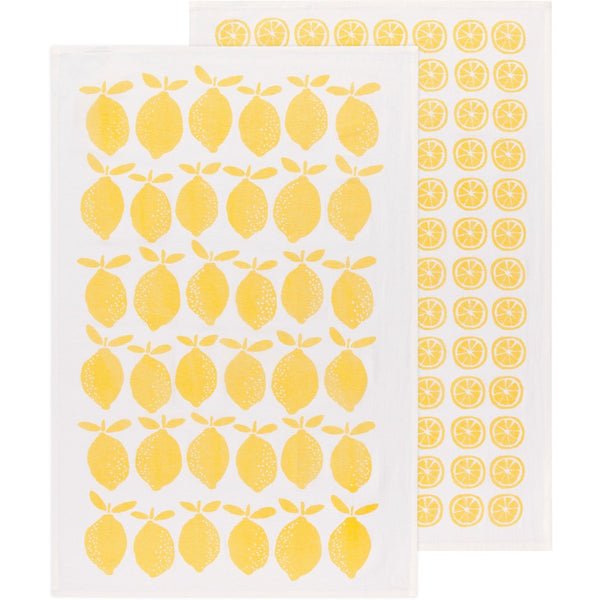Lemon Print Yellow Floursack Dishtowels - Set of 2 - Lady of the Lake