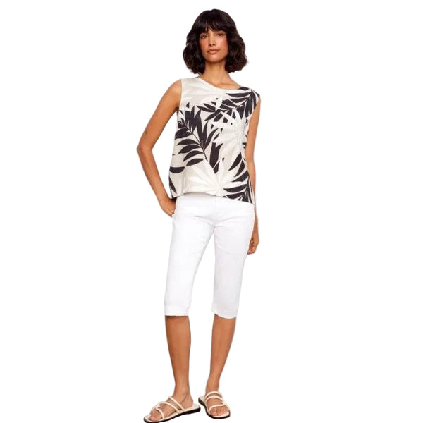 Lennon Printed Linen Blend Blouse With Back Button Detail - Lady of the Lake