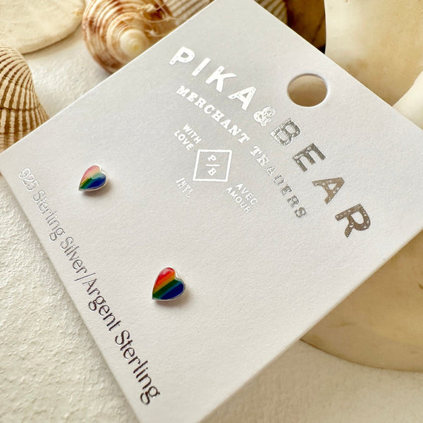Lil' Lovin'Tiny Rainbow Heart Stud Earrings In Sterling Silver - Lady of the Lake