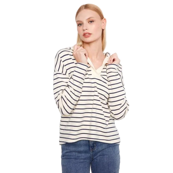 Lila V - Neck Striped Hoodie - Lady of the Lake