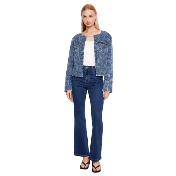 Lilah Eyelet Stretch Denim Jacket - Lady of the Lake