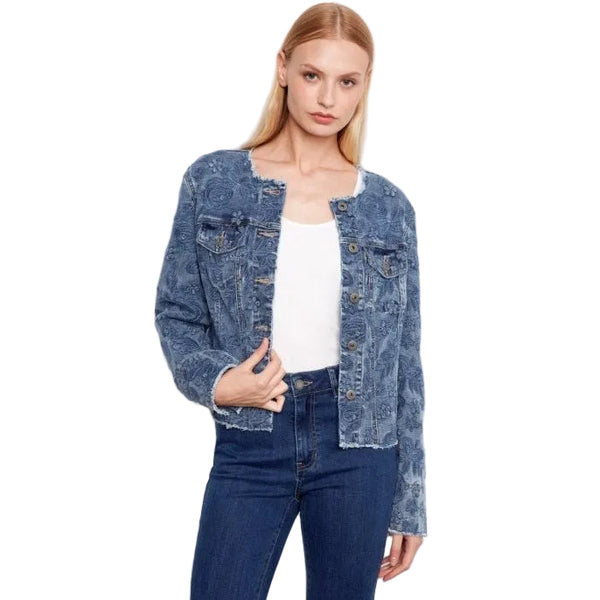 Lilah Eyelet Stretch Denim Jacket - Lady of the Lake