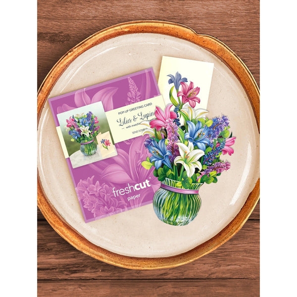 Lillies & Lupines - Mini Pop - up Greeting Card - Blank - Lady of the Lake