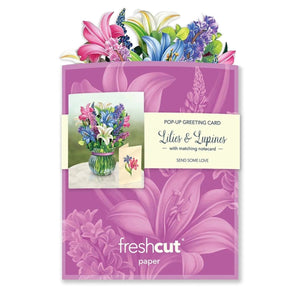 Lillies & Lupines - Mini Pop - up Greeting Card - Blank - Lady of the Lake