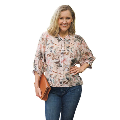 Lisa Floral Printed Short Sleeved Top - Lady of the Lake