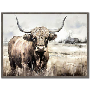 Lone Highlander - Hand Embellished Canvas In Floating Frame