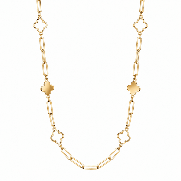Long Necklace With 4-Leaf Clover Links