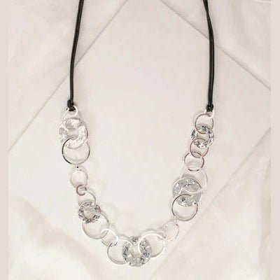 Long Necklace With Acrylic & Silver Circles