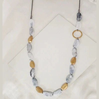 Long Necklace With Beads & Metal